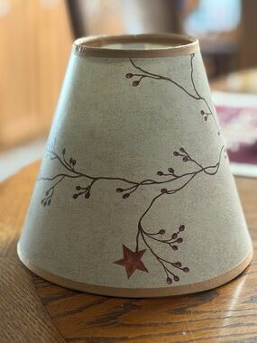 Neutral Beige Decorative Lamp Shade with Berry Branch Design